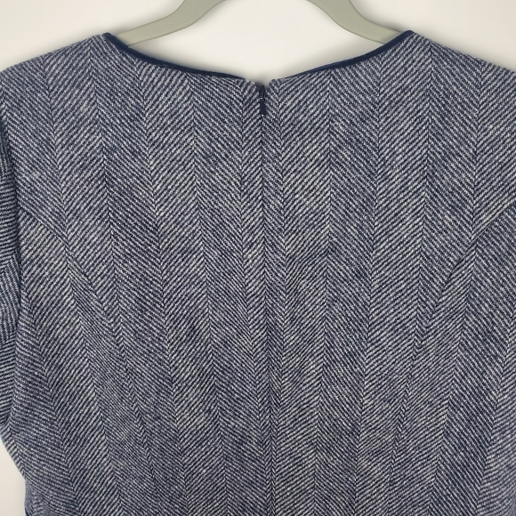 BODEN British Tweed Herringbone Dress Albony Wool Short Sleeve Knee Length Navy - Picture 6 of 7